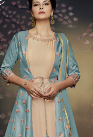 Blue party wear gown - Desi Royale