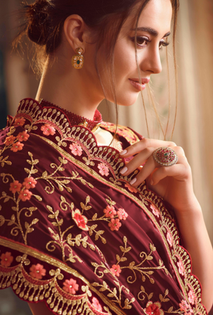 Maroon Designer Saree