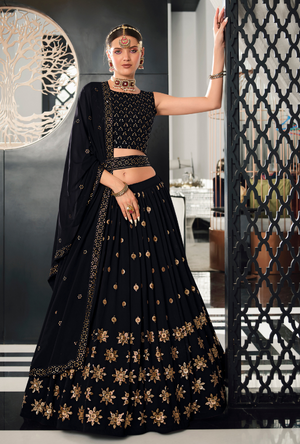 Dark Navy blue Lehenga