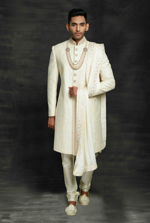 Cream Mens Sherwani