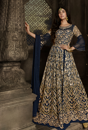 Navy Blue Anarkali Suit