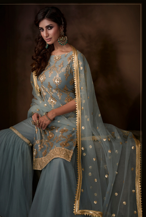 Grey Sharara Suit