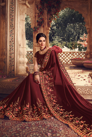 Maroon Designer Saree