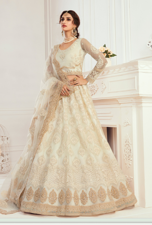 Cream Lehenga Choli