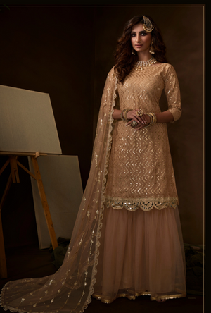 Beige Sharara Suit