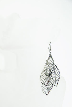 Antique silver leaf earrings - Desi Royale
