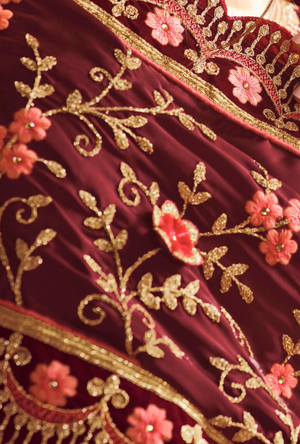 Maroon Designer Saree