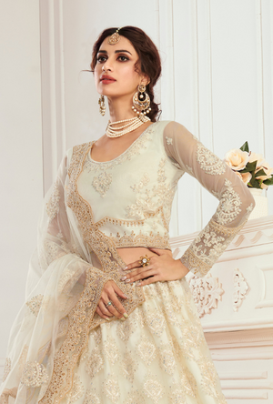 Cream Lehenga Choli