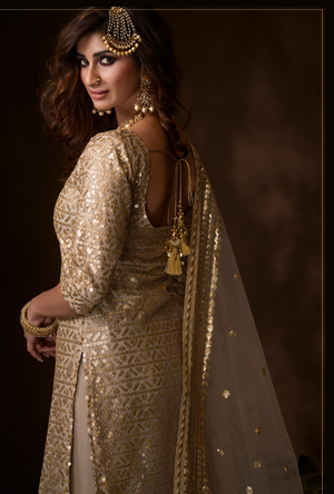 Dusky Beige Sharara Suit