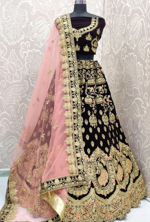 Dark Navy Blue Bridal Lehenga Choli