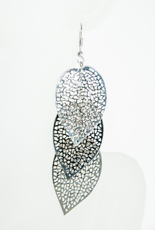 Silver leaf drop earrings - Desi Royale