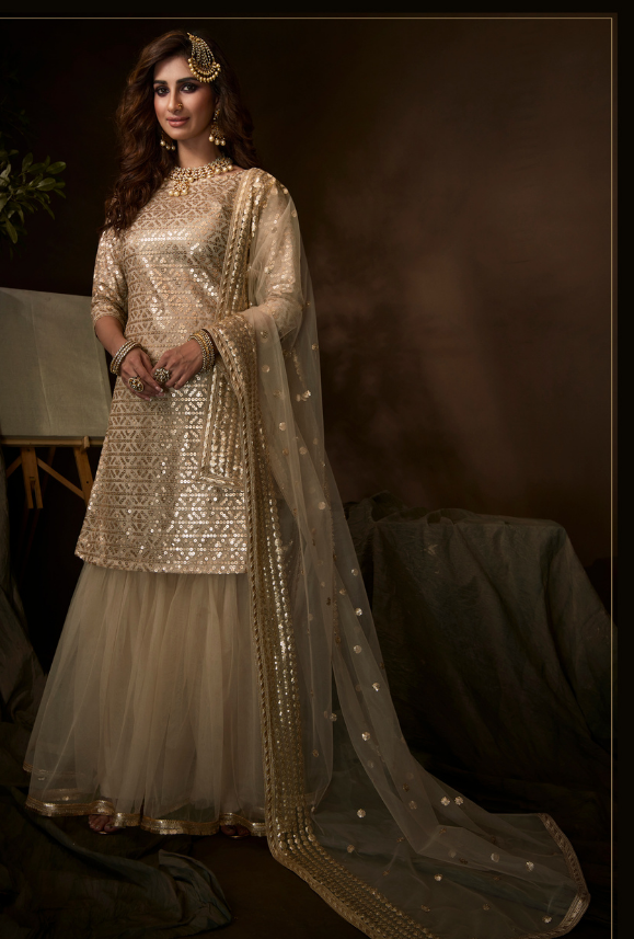 Dusky Beige Sharara Suit