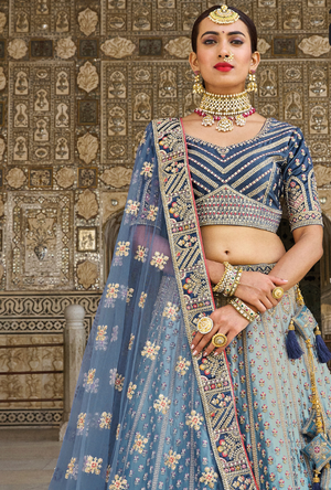 Blue Bridal Lehenga