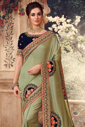 Olive Green Saree