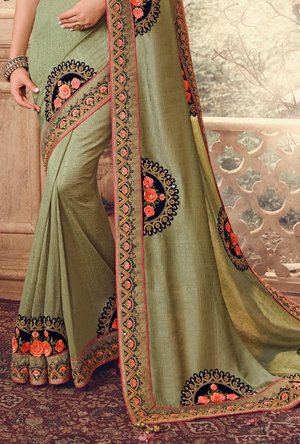 Olive Green Saree