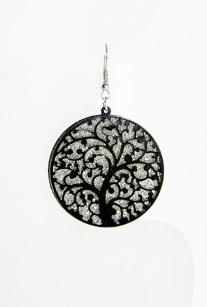 Black filigree circle earrings - Desi Royale