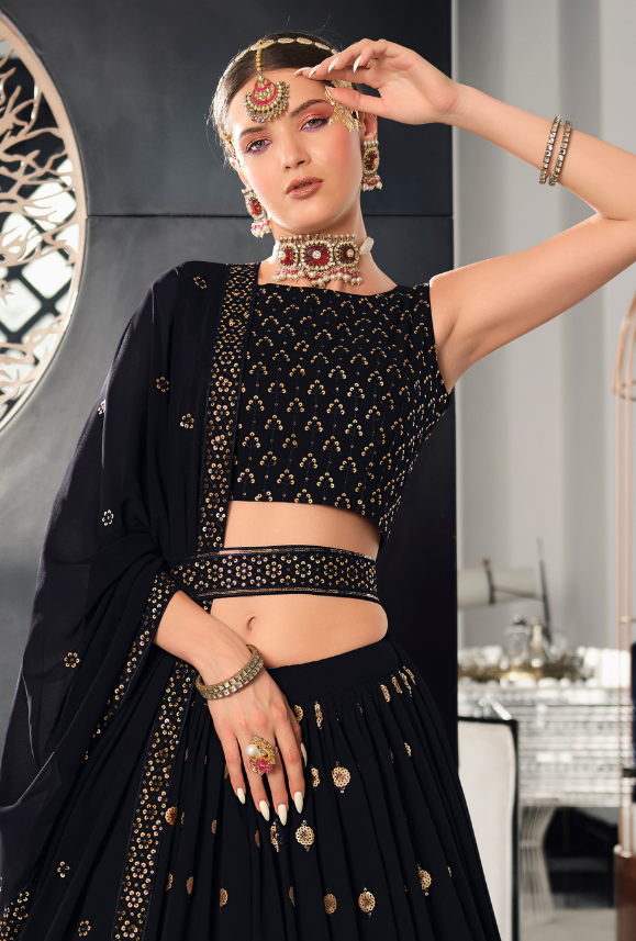 Dark Navy blue Lehenga