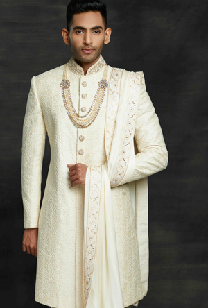 Cream Mens Sherwani