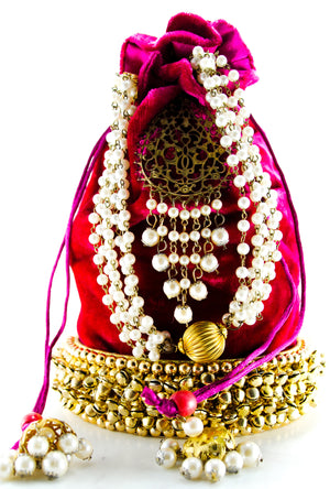 Hot Pink Wedding Potli bag - Desi Royale