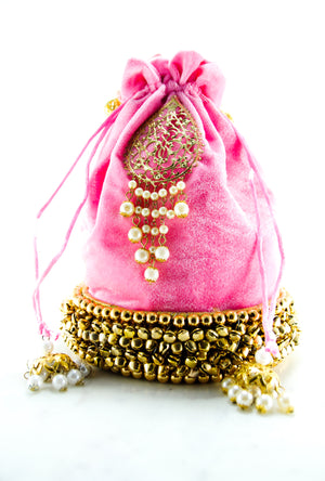 Baby Pink Wedding Potli bag - Desi Royale