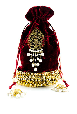 Burgundy Wedding Potli bag - Desi Royale