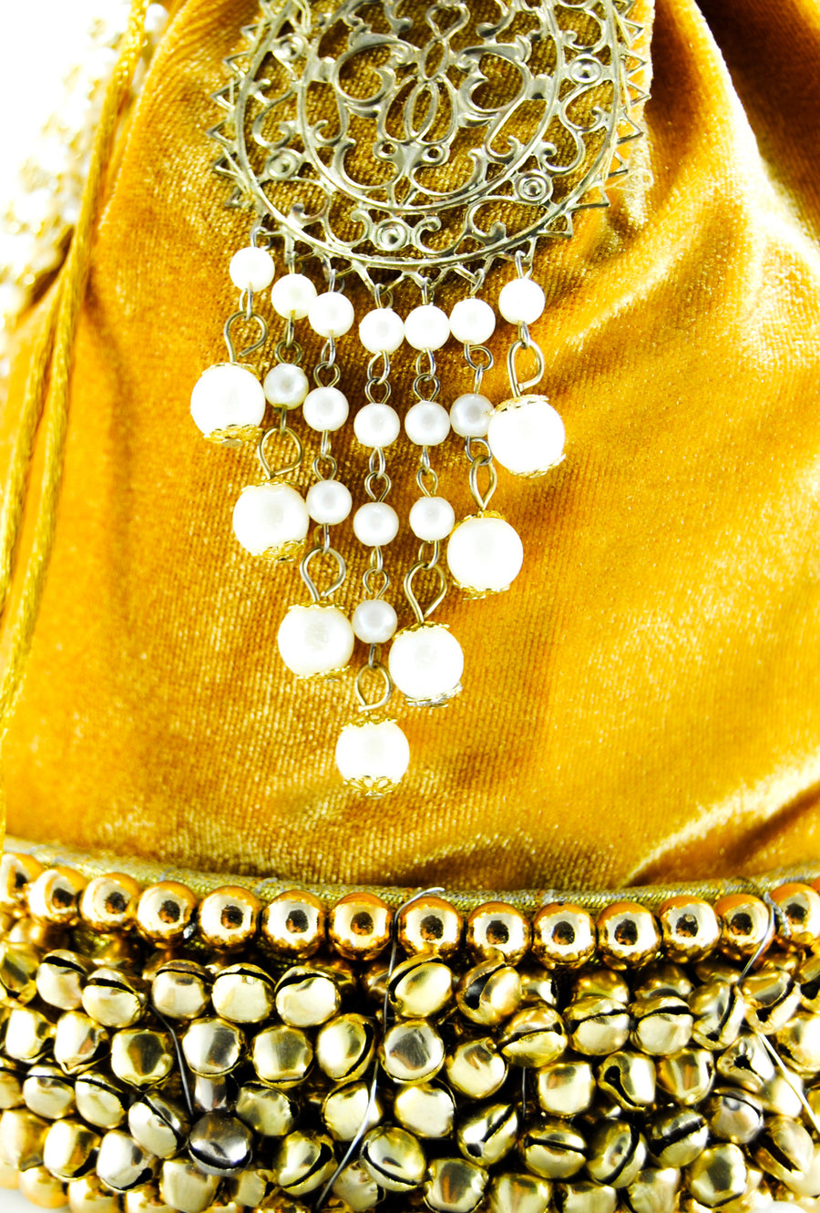 Mustard Gold Wedding Potli bag - Desi Royale