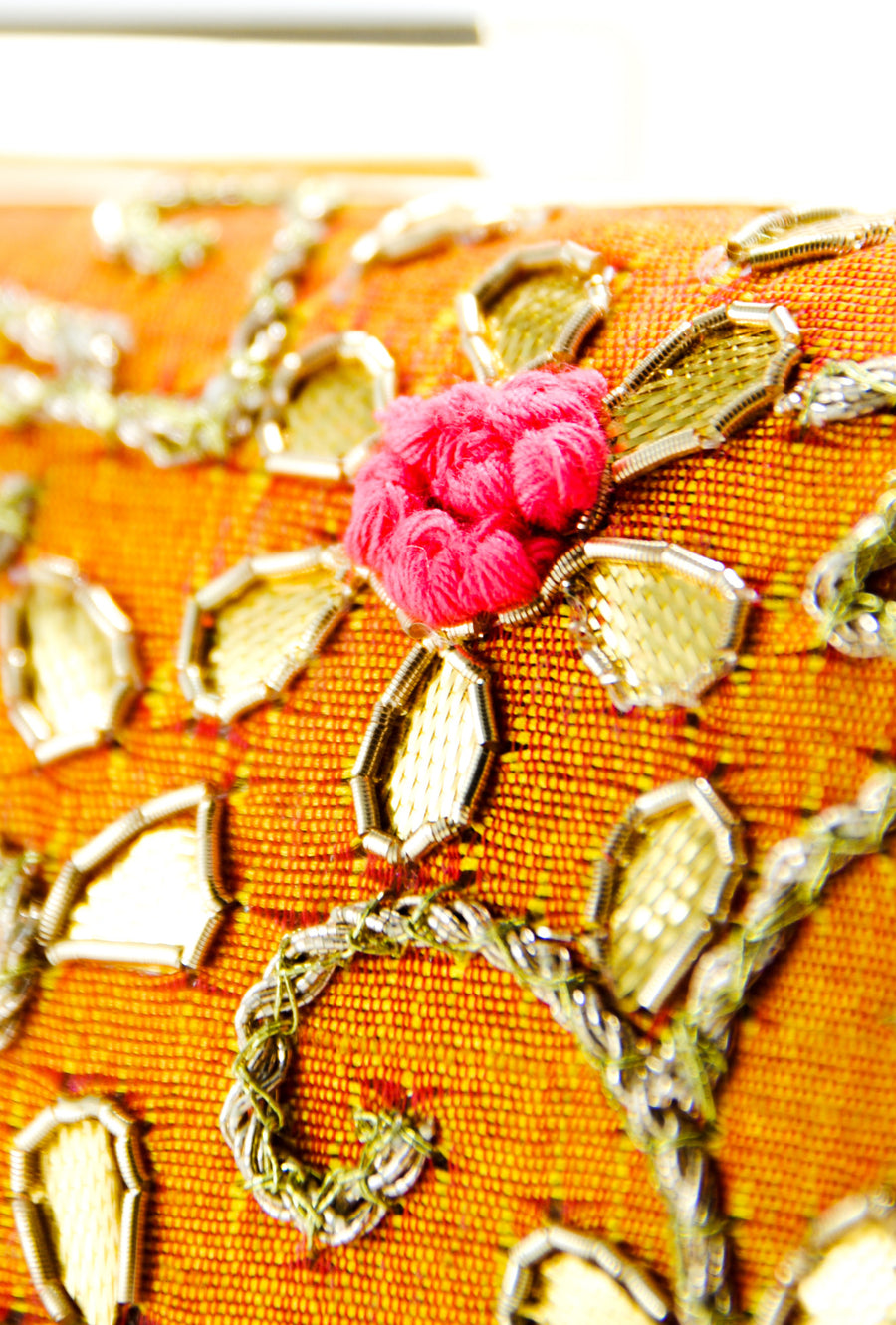 Orange gold Gotta Patti Clutch - Desi Royale