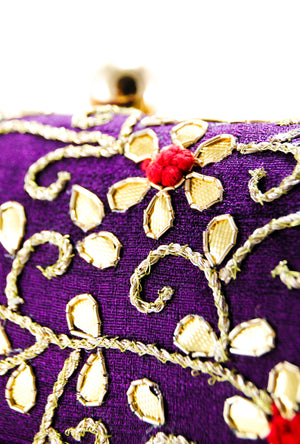 Purple Gotta Patti Clutch - Desi Royale