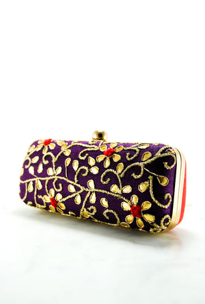 Purple Gotta Patti Clutch - Desi Royale