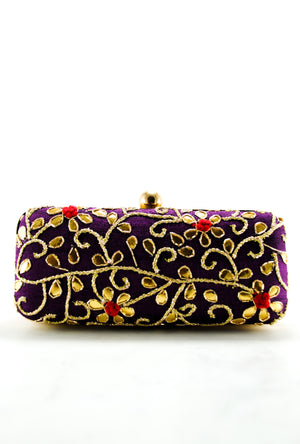 Purple Gotta Patti Clutch - Desi Royale