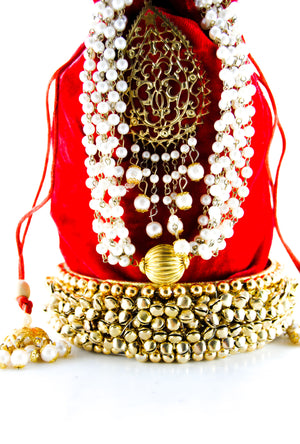 Red Wedding Potli bag - Desi Royale