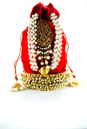 Red Wedding Potli bag - Desi Royale