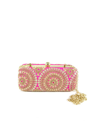 Pink Mandala Clutch - Desi Royale