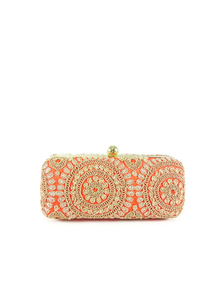 Orange Mandala Clutch - Desi Royale