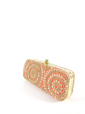 Orange Mandala Clutch - Desi Royale