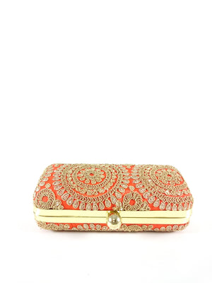 Orange Mandala Clutch - Desi Royale