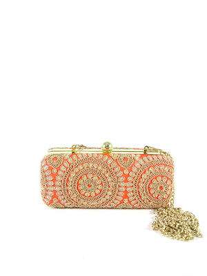 Orange Mandala Clutch - Desi Royale