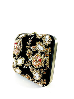 Black Zardozi clutch - Desi Royale