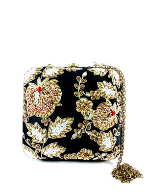 Black Zardozi clutch - Desi Royale