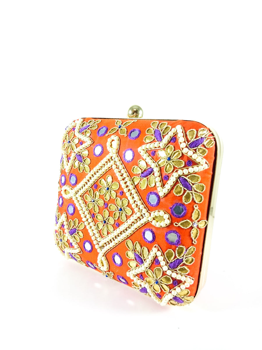 Orange Samsara Clutch - Desi Royale