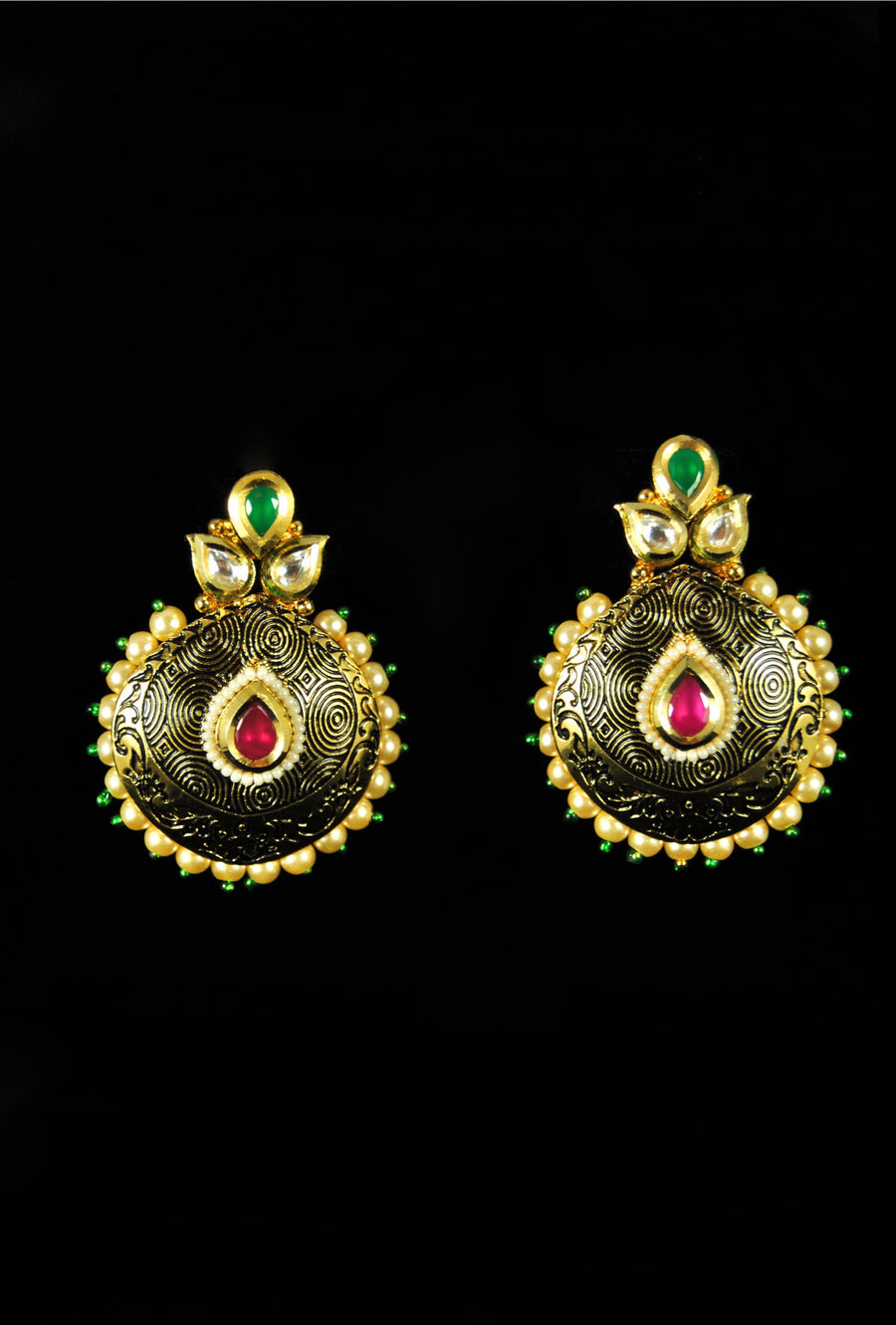 Elegant paan katori style earrings - Desi Royale