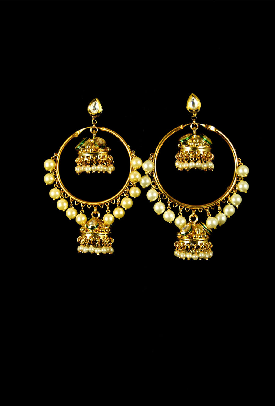 Elegant jhumki drop kundan earrings - Desi Royale