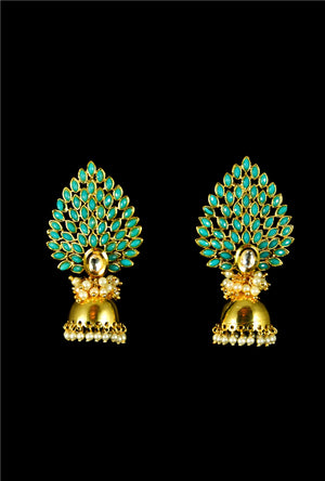 Ethnic mor pankh jhumki earrings - Desi Royale