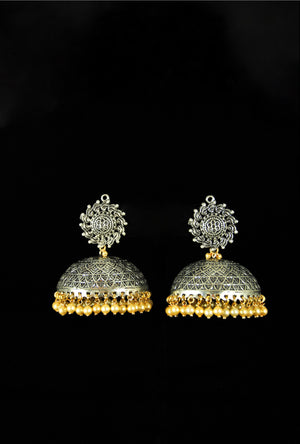 Elegant sunflower jhumki earrings - Desi Royale
