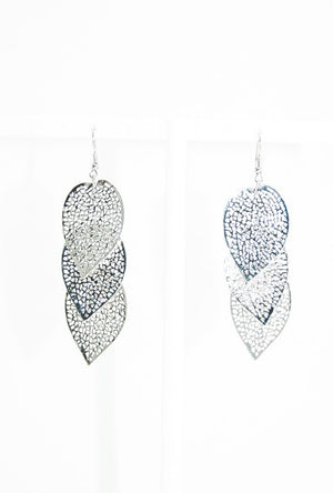 Silver leaf drop earrings - Desi Royale