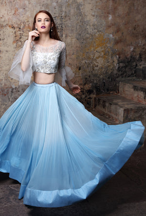 Blue Designer Lehenga Set - Desi Royale