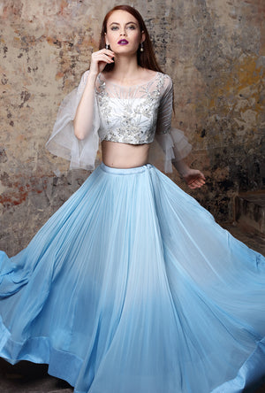 Blue Designer Lehenga Set - Desi Royale