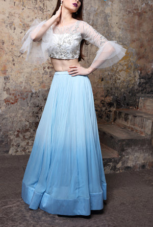 Blue Designer Lehenga Set - Desi Royale