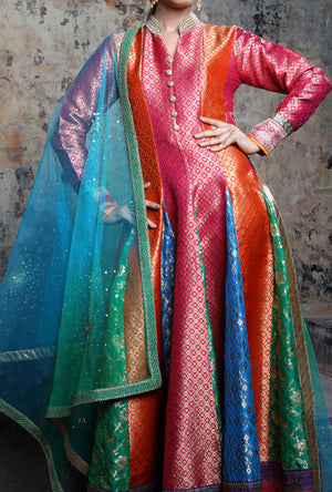Multicolor Embroidered Anarkali Suit - Desi Royale