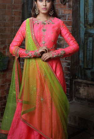 Pink Embroidered Anarkali Suit - Desi Royale